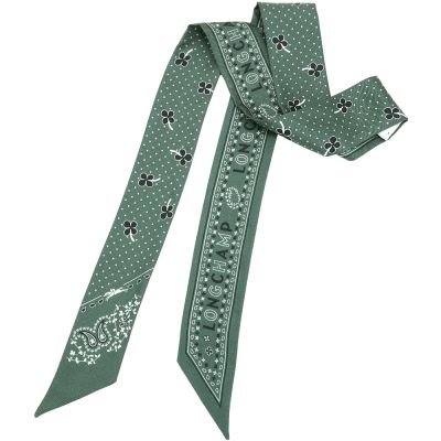 Longchamp French Bandana 幸運草印花 波西米亞風 束髮帶/頭巾(英式綠)