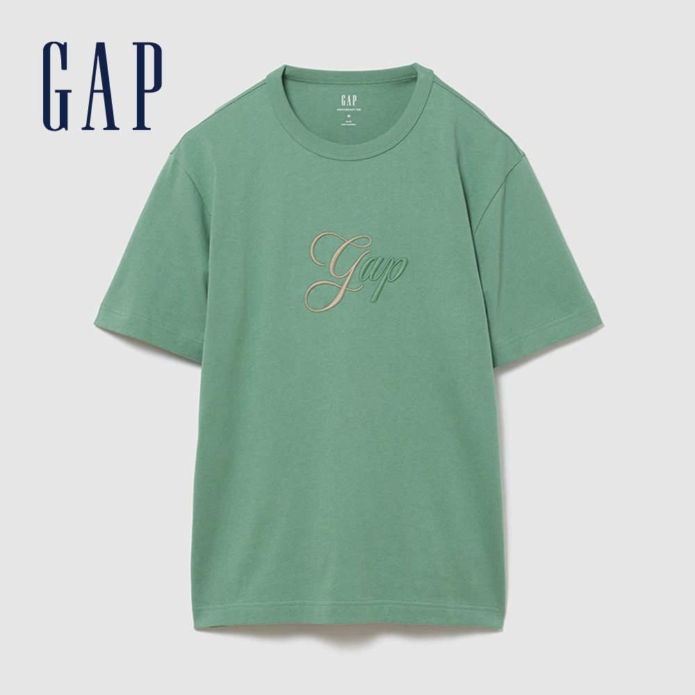 【GAP】厚磅同色系 Gap Logo T 恤-極光綠(895178) (極光綠)