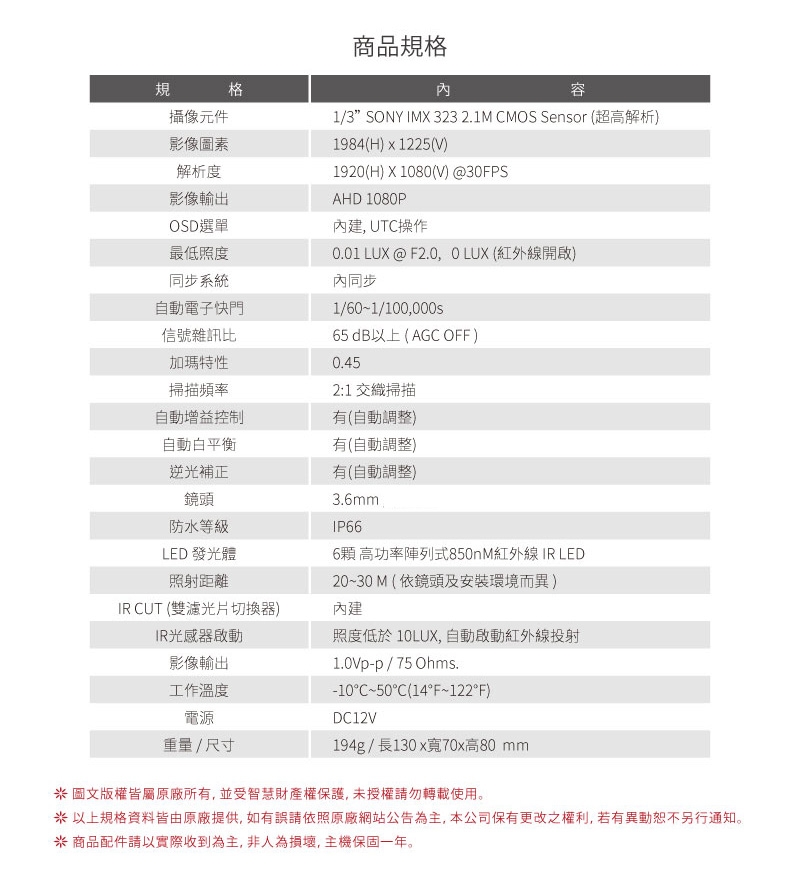 全視線 TS-AHD872 - 詳情2