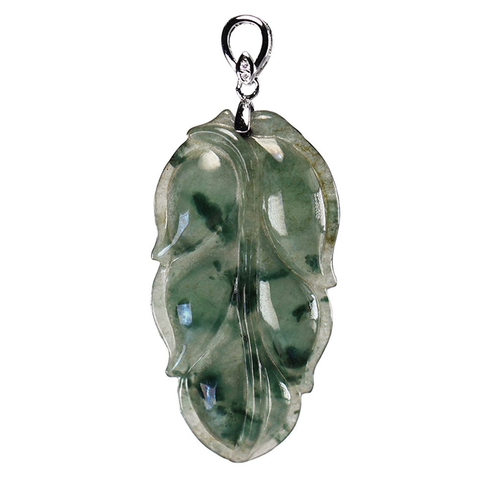 漢石齋】天然翡翠A貨一葉致富玉珮吊墜冰種飄花(22*42*4mm) | 漢石齋