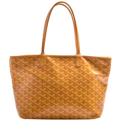 GOYARD 經典Artois PM系列印花LOGO帆布拉鍊肩背托特包(小-黃色)