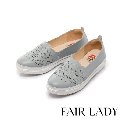 FAIR LADY 軟實力 素面細緻雷射孔懶人平底休閒鞋 水潤藍 (503185)