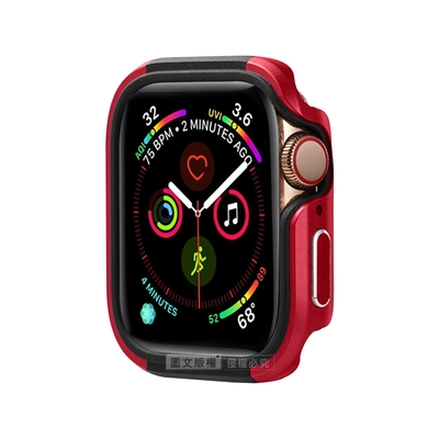 軍盾防撞 抗衝擊 Apple Watch Series SE/6/5/4 (44mm) 鋁合金雙料邊框保護殼(烈焰紅)