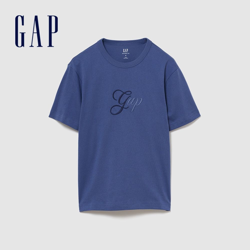 【GAP】重磅 Gap Logo T恤-灰霧藍/褪紅色/清新白/黑色(895178) (灰霧藍)