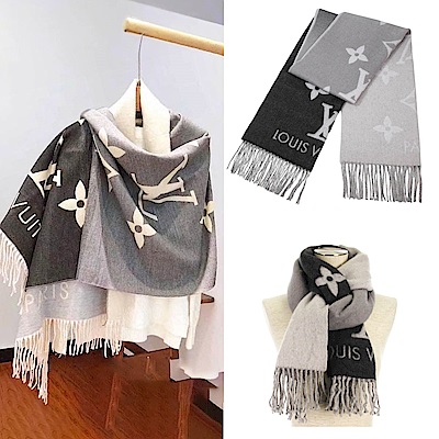 Louis Vuitton M76336 REYKJAVIK 漸層多色圍巾(灰色) | LV路易威登