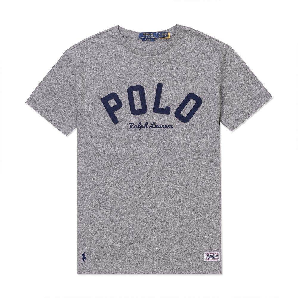 Polo Ralph Lauren RL 熱銷貼布下擺小馬圖案短袖T恤-麻花深灰色