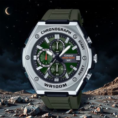 CASIO 卡西歐 運動風三眼計時手錶 開學換新季 送禮推薦-墨綠 MWA-300H-3A