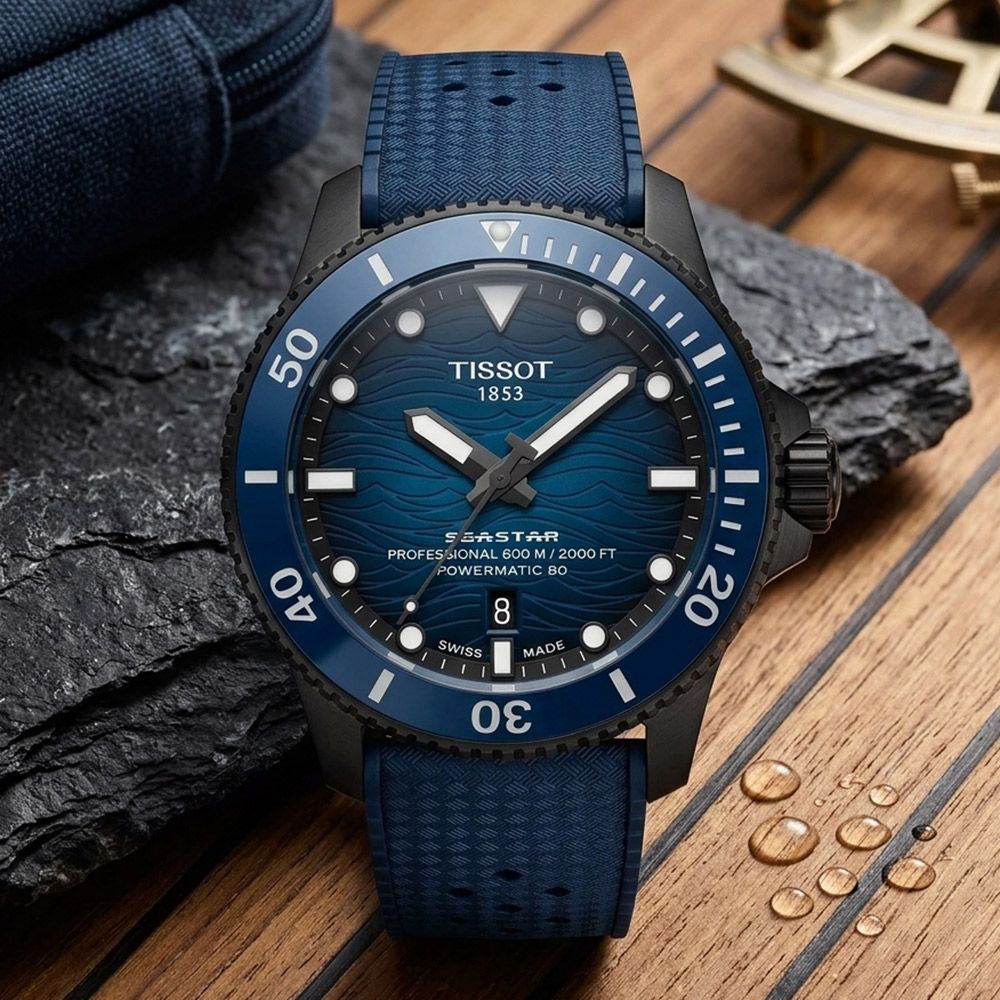 TISSOT 天梭 官方授權 Seastar 2000 T120.907.37.041.00 海洋之星600米潛水機械錶 開學換新季 送禮推薦-藍x黑/44mm T1209073704100