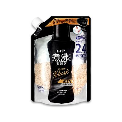 日本P&G-Lenor煮沸般超消臭防泛黃男士衣物香香豆補充包1040ml/黑袋-麝香(MEN超吸水,筒槽防黴留香珠,芳香顆粒除汗臭,毛巾織品護色)