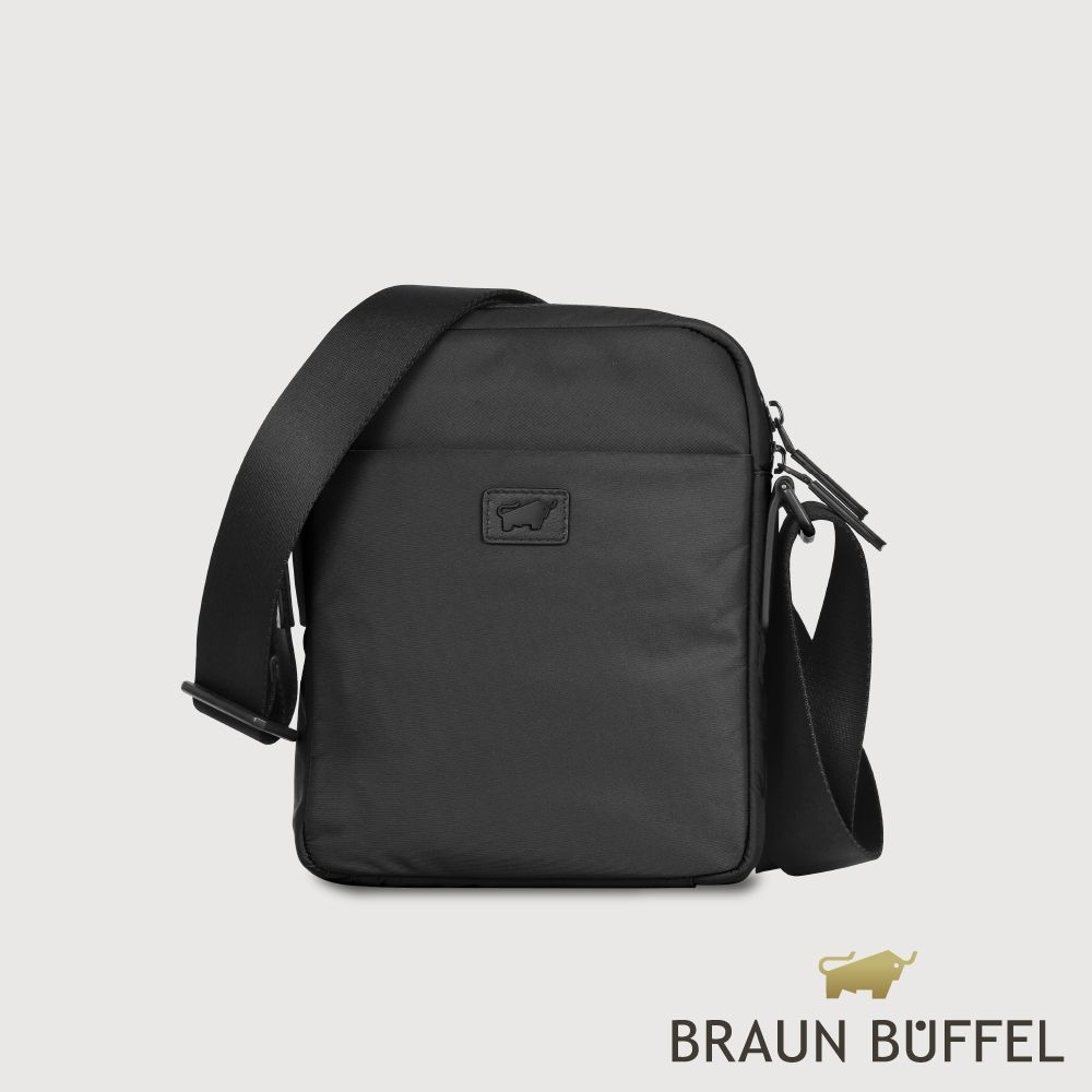 【BRAUN BUFFEL 德國小金牛】台灣總代理 亞酷 直式大斜背包-黑色/BF511-TW17-BK