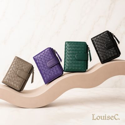 【 Tree House 】LouiseC. 羊皮手工編織釦式真皮短夾(4色) PSN8866