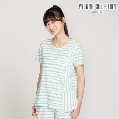 YVONNE 以旺傢飾 凸條提花短袖上衣-薄荷綠