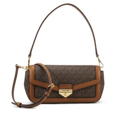 Michael Kors  小型SOHO滿版LOGO上掀手提/斜背包35S6G1SC5B(深咖)