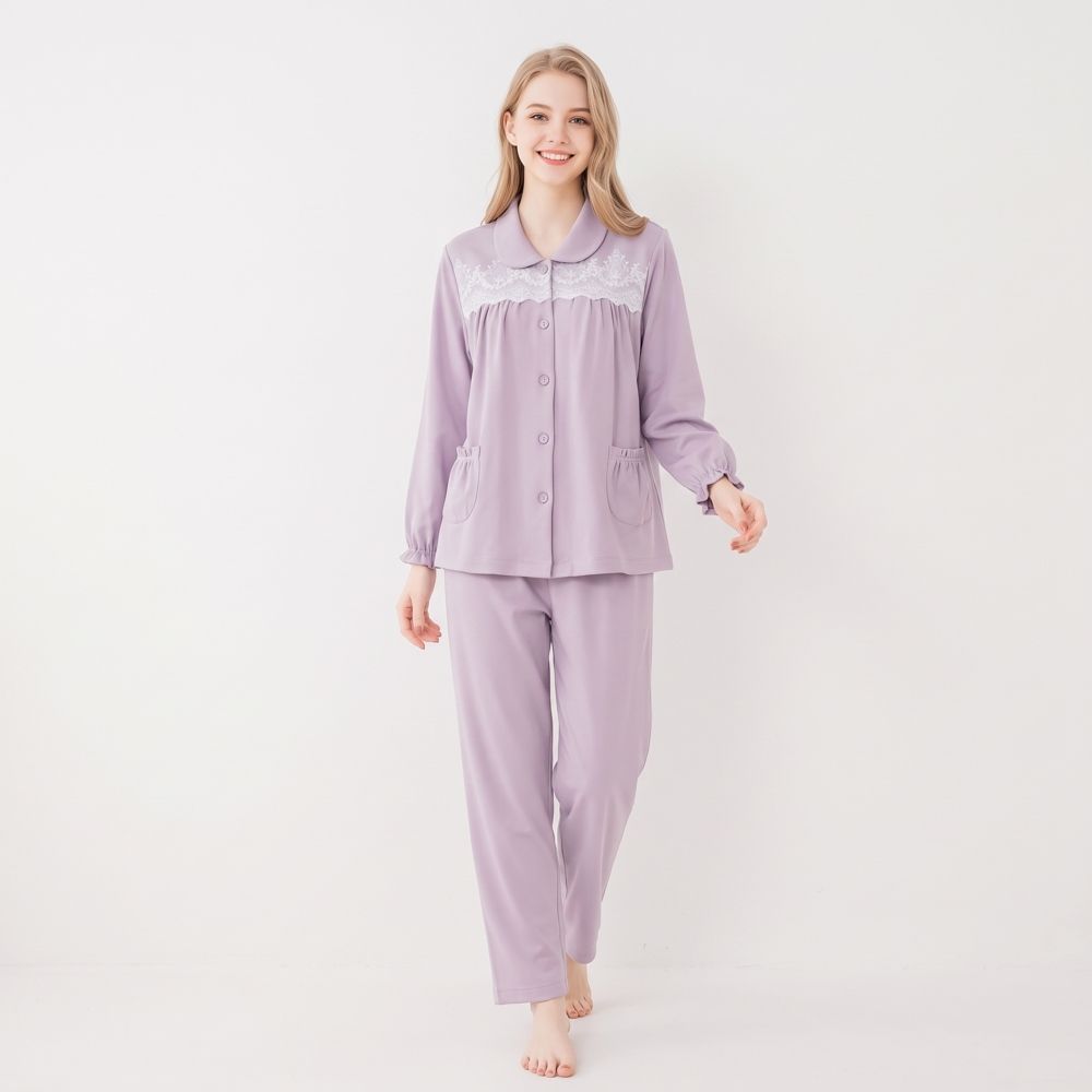 Rosemaid 羅絲美 - 輕盈泡沫100%純棉長袖衣褲套裝睡衣【R6348】 (呢喃藍)
