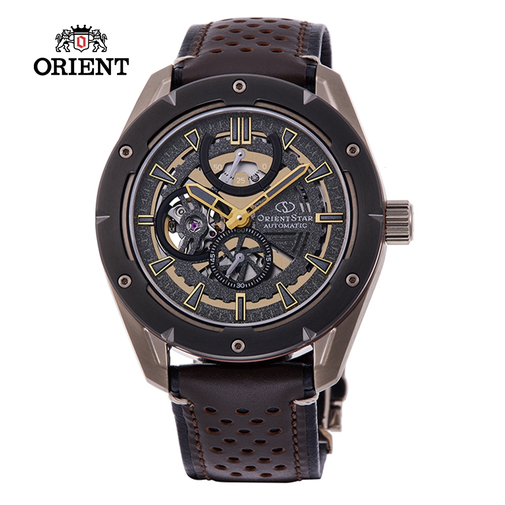 ORIENT STAR 東方之星 OPEN HEART系列 鏤空機械錶 鋼帶款 黑 色 RE-AV0A04B  - 43.2mm