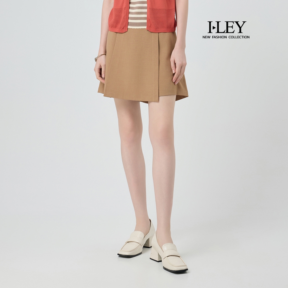 ILEY伊蕾 活片造型吸濕排汗短褲裙(咖；M-XL)