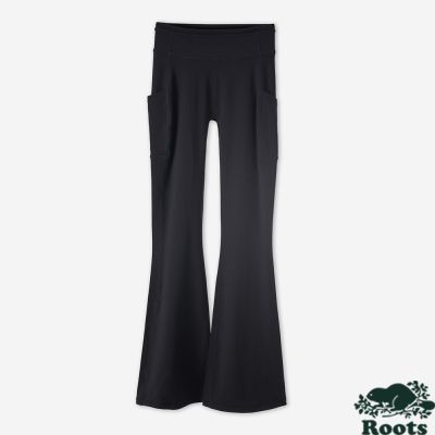 Roots 女裝 ACTIVE KNIT FLARE 小喇叭彈性修身運動長褲（黑色）