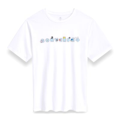 Converse Hello Kitty Sticker Tee 短袖 男女款 白色 三麗鷗 CVM5T517-WHT
