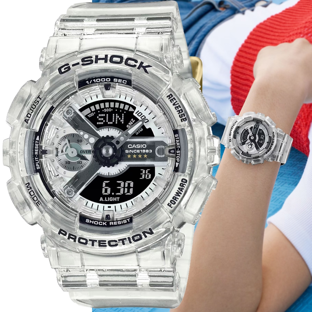 CASIO 卡西歐G-SHOCK 40周年Clear Remix 透明錶殼按鈕小圓雙顯錶