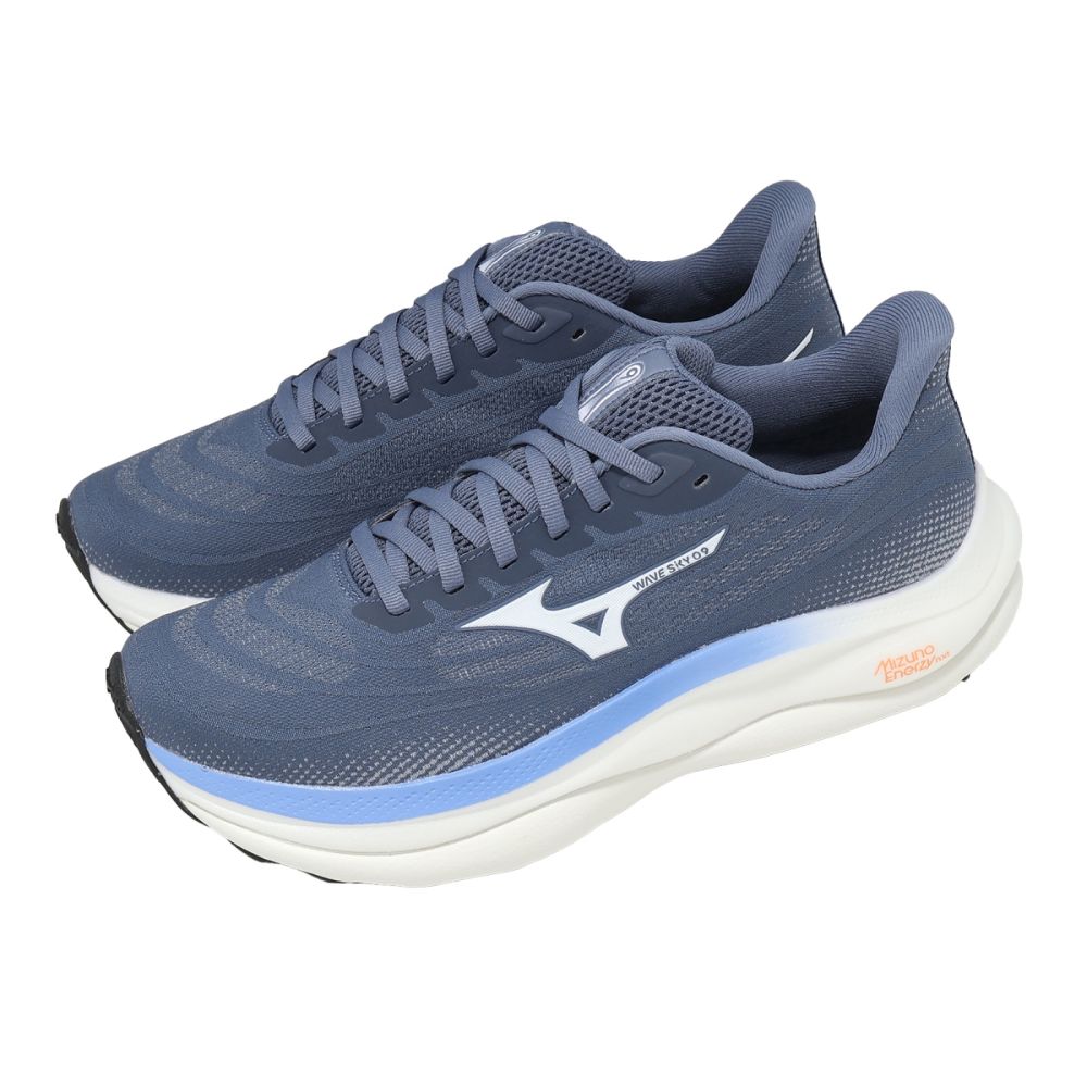 美風藍 Mizuno 美津濃慢跑鞋Wave Sky 9 男鞋灰藍白緩震穩定運動鞋J1GC2502-54