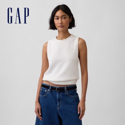 【GAP】純棉針織背心-新款米白/藍紅條紋/紅色(896996)