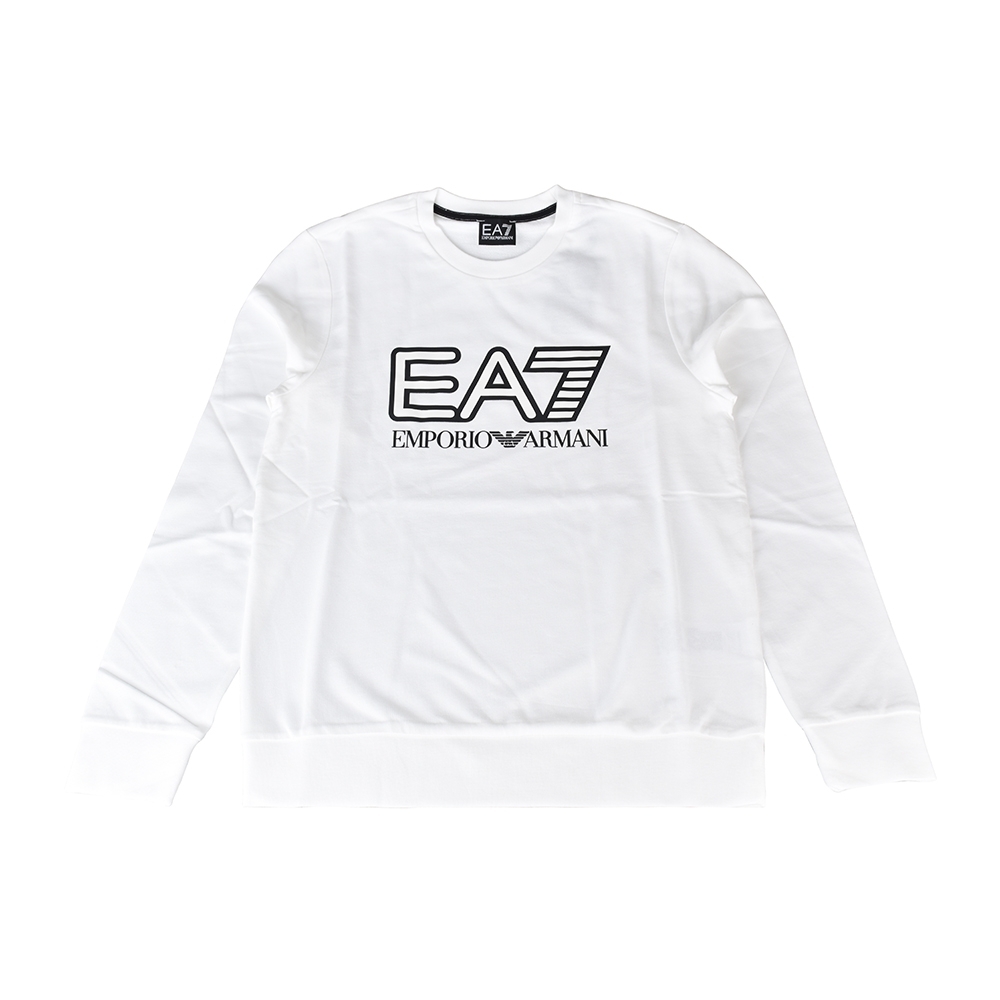 EMPORIO ARMANI EA7字母LOGO純棉長袖運動T恤(S/M/L/XL/白)