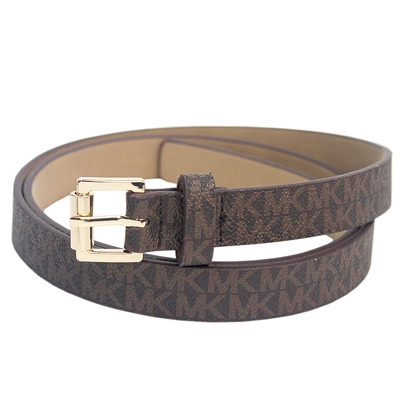 Michael Kors 經典MK 紋女版防刮細皮帶(咖)-L