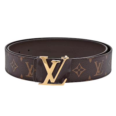 LOUIS VUITTON路易威登 LV M0323V Initiales 40經典Monogram花紋金釦雙面腰帶皮帶(咖啡)