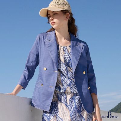 【Just J’S Miss】帥氣雙排釦吸濕排汗 特殊Cool Plus功能修身剪裁類西裝外套 501S3