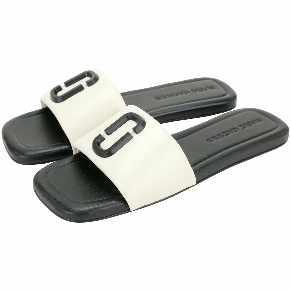 MARC JACOBS The J Marc 牛皮方頭涼鞋/拖鞋-3款可選 (灰白x黑)