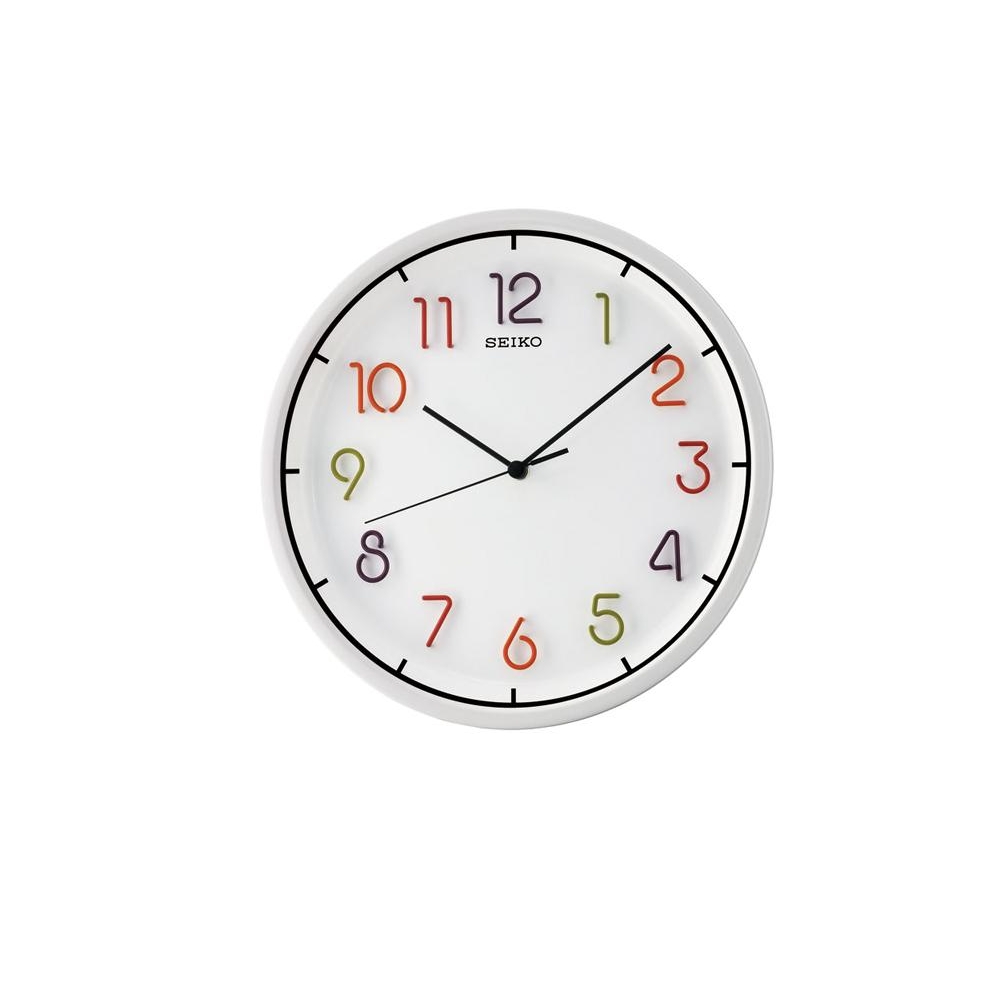 SEIKO 日本精工 立體彩色數字 恆動式秒針掛鐘(QXA447H)-白/31.8cm