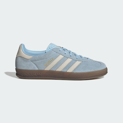 ADIDAS ORIGINALS 愛迪達 阿迪達斯 三葉草 復古 麂皮 女休閒運動鞋-藍米白 GAZELLE INDOOR W-JI2717