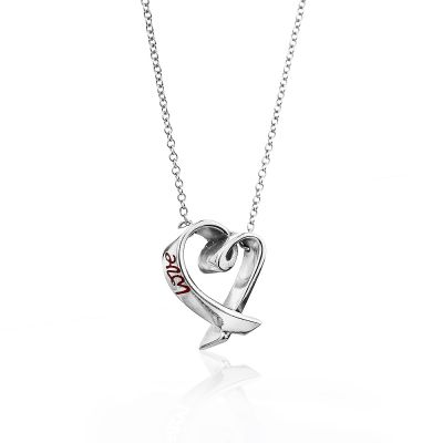 二手品 Tiffany&Co. 蒂芙尼 LOVE紅色琺瑯 Loving Heart愛心925純銀項鍊