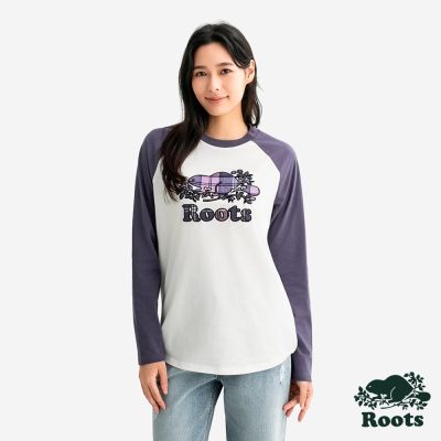 Roots女裝- COOPER PLAID 長袖上衣-深紫色