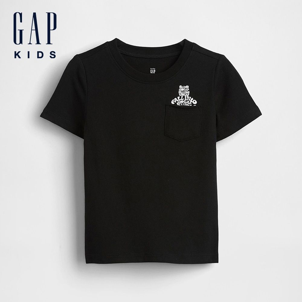 【GAP】babyGap 布萊納小熊口袋T恤-黑色/粉色/綠色調/制服深藍/白色(899640) (黑色)