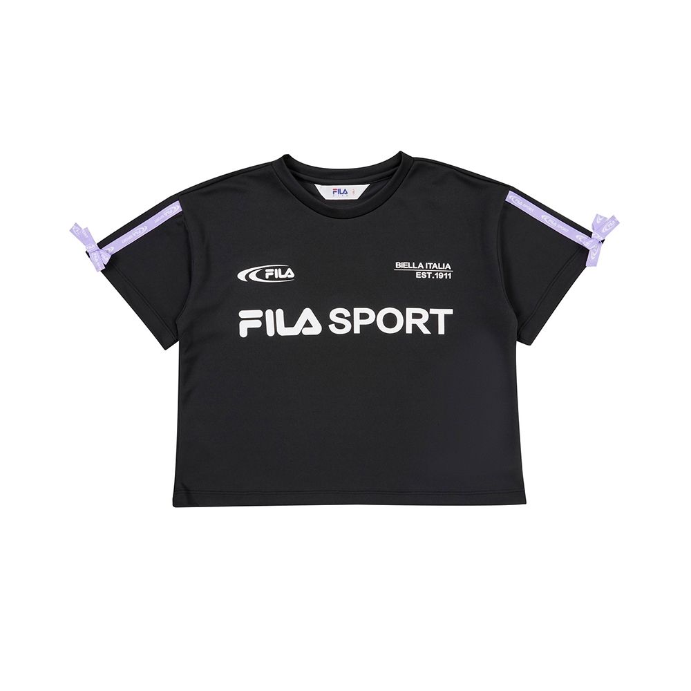 【FILA】KIDS 男童 女童 童裝/運動短TEE/排汗衫(任選) (C款-黑)