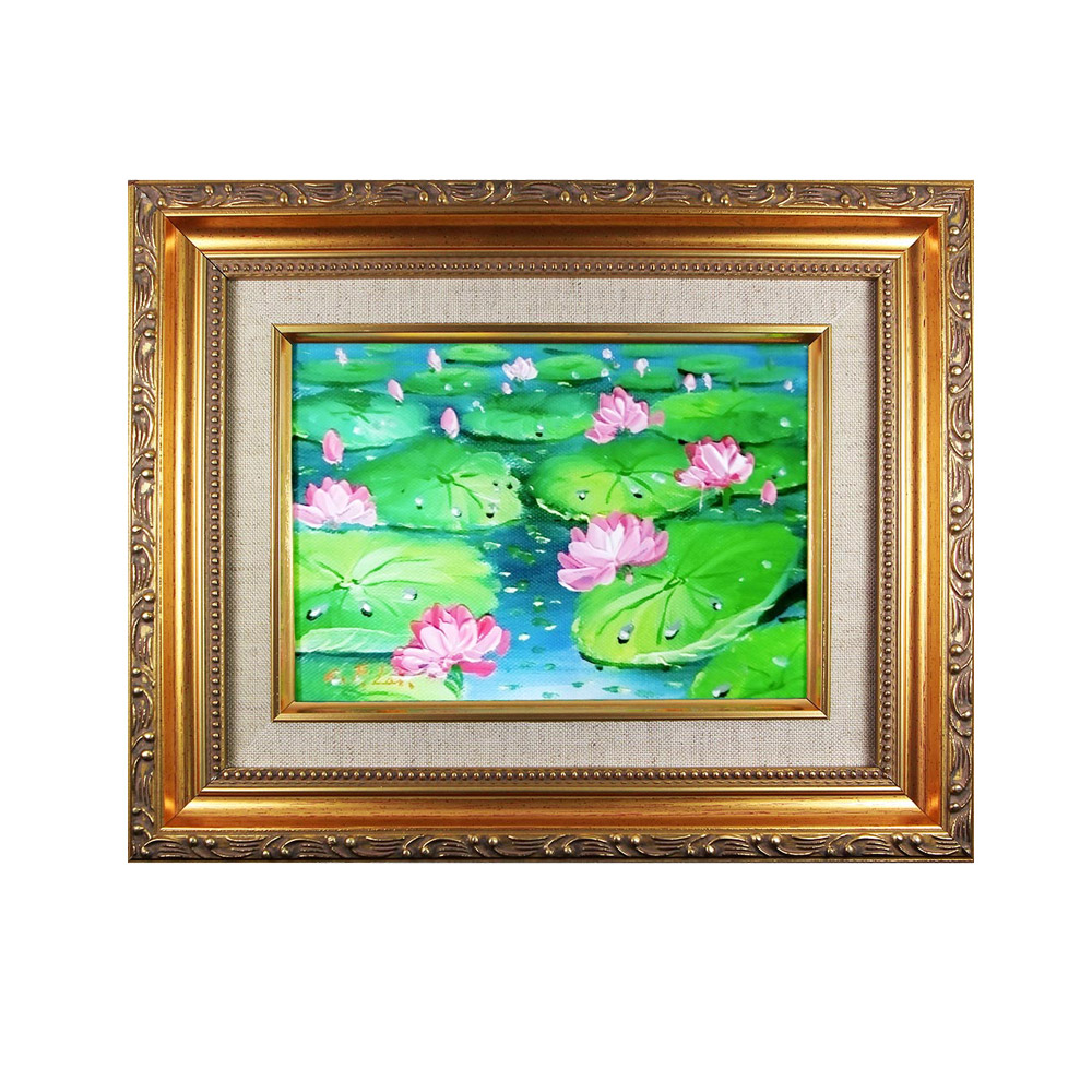 A1寶石大師手繪-荷氣生財風水畫-開運化煞五行招財聚寶畫(贈開運三寶-含