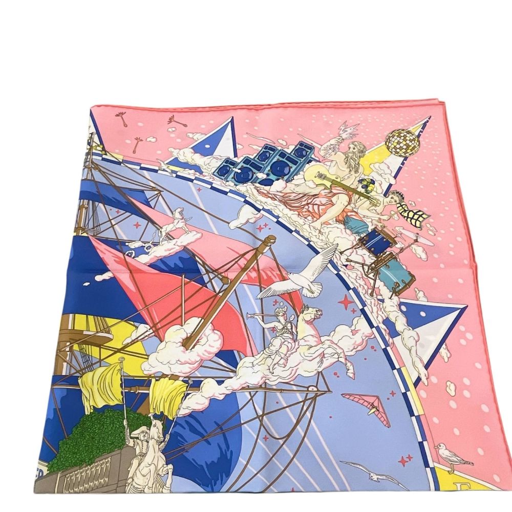 HERMES 愛馬仕最新爆款大方絲巾-福寶郵輪(90*90) | 精品服飾