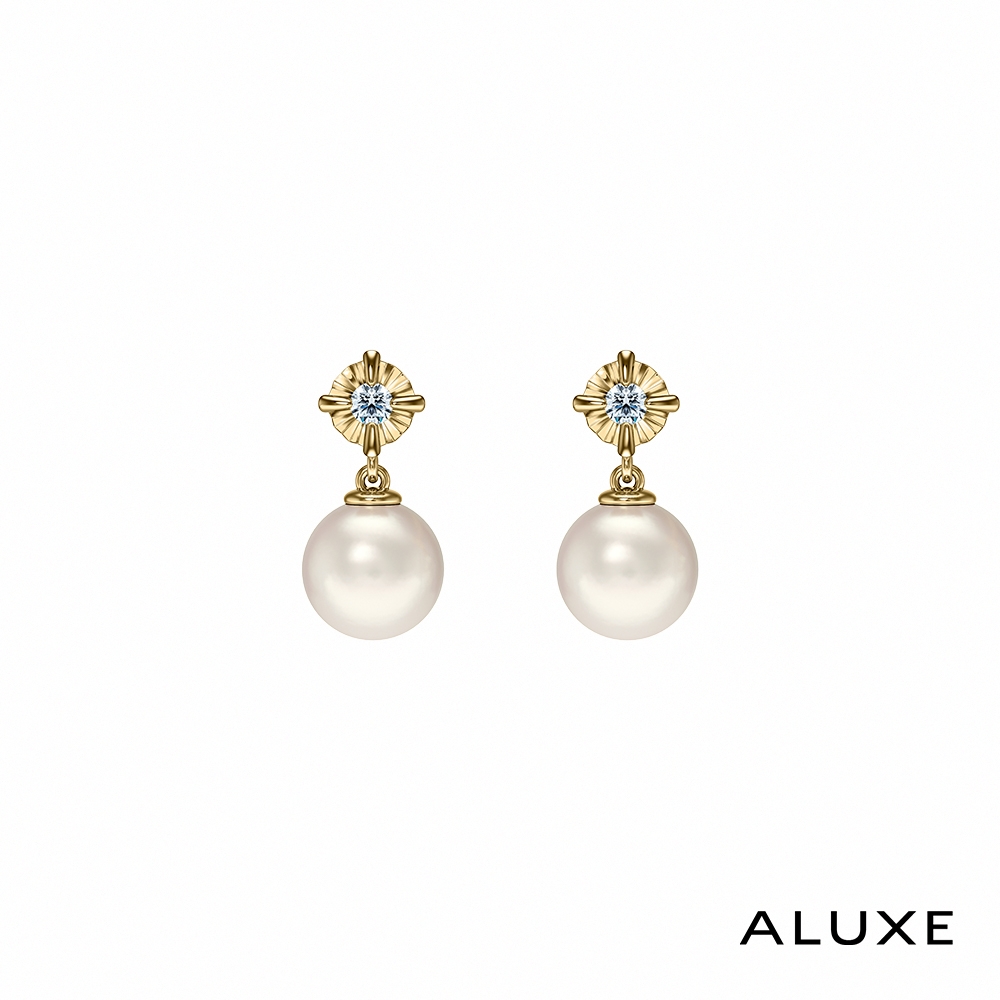 ALUXE 亞立詩 天然淡水珍珠 7~7.5mm 10K金 珍珠鑽石耳環 珍愛系列 Be charming EE0219