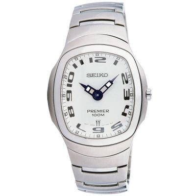 SEIKO PREMIER系列 白色雙子星時尚錶-酒桶型-SKP085P1