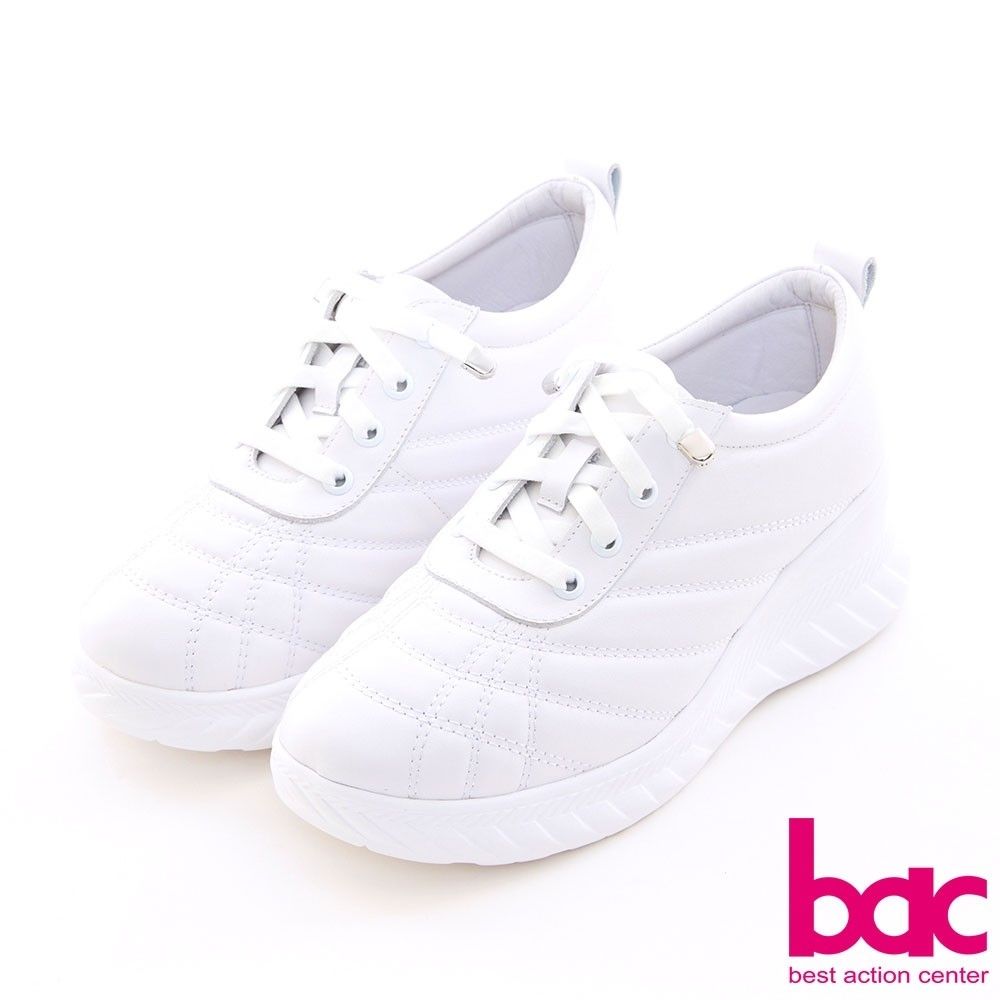【bac】羽絨絎縫真皮厚底增高鞋226-531-白色