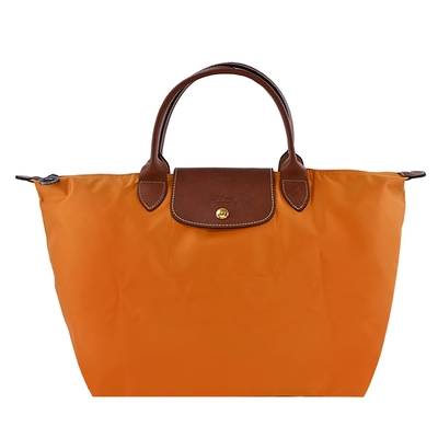 LONGCHAMP LE PLIAGE系列短把再生尼龍摺疊水餃包(中/番紅花)
