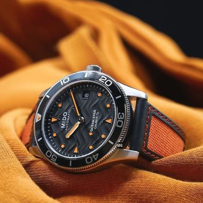 MIDO美度 最新 Ocean Star 39海洋之星39㎜黑波紋面橘織錶帶 M6(M0269071705100)