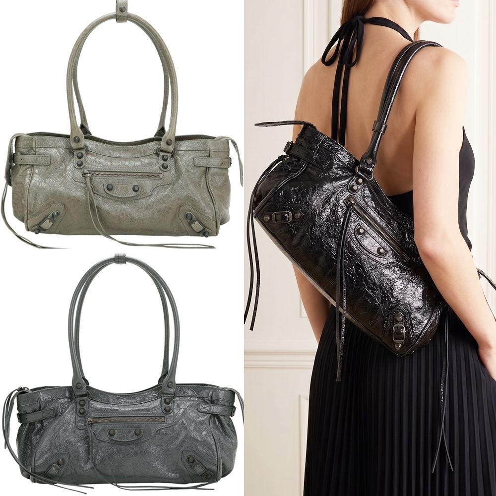 BALENCIAGA 巴黎世家 Le City East-West 揉製羊皮肩背法棍包 機車包-多色可選