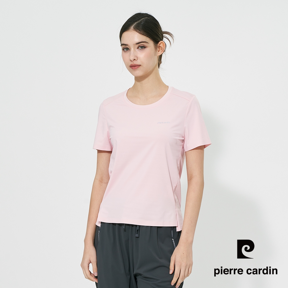 pierre cardin 皮爾卡登 男女款 冰絲彈性速乾圓領短袖T恤-(多色任選) (女-I款(素色))