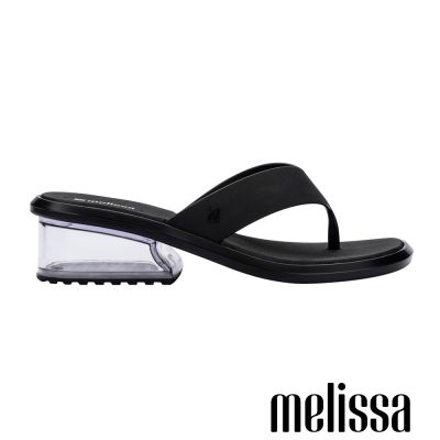 Melissa-簡約寬帶中方跟夾腳拖鞋-黑色