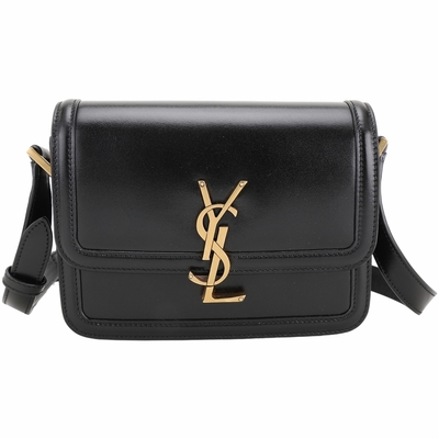 YSL Saint Laurent SOLFERINO BOX 滑面牛皮翻蓋肩背 側揹包(小款/黑色)