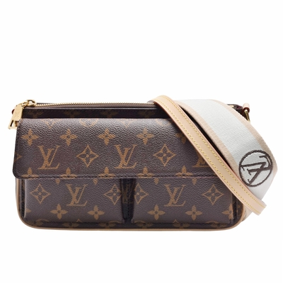 LV Louis Vuitton路易威登 M46999經典Vivacite系列Monogram印花帆布多口袋斜背包