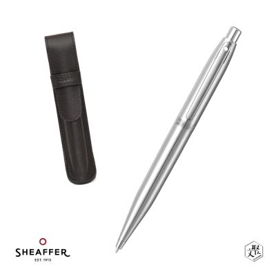 【SHEAFFER】VFM系列銀原子筆+皮革筆袋禮盒 免費刻字(原廠正貨)