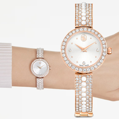 SWAROVSKI 施華洛世奇 Matrix Pearl 水晶珍珠手鐲式手錶 女錶 寵愛媽媽 送禮推薦-29mm 5705406